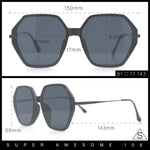 Womens Large Fancy Octagonal Retro Designer Mod Fashion Sunglasses