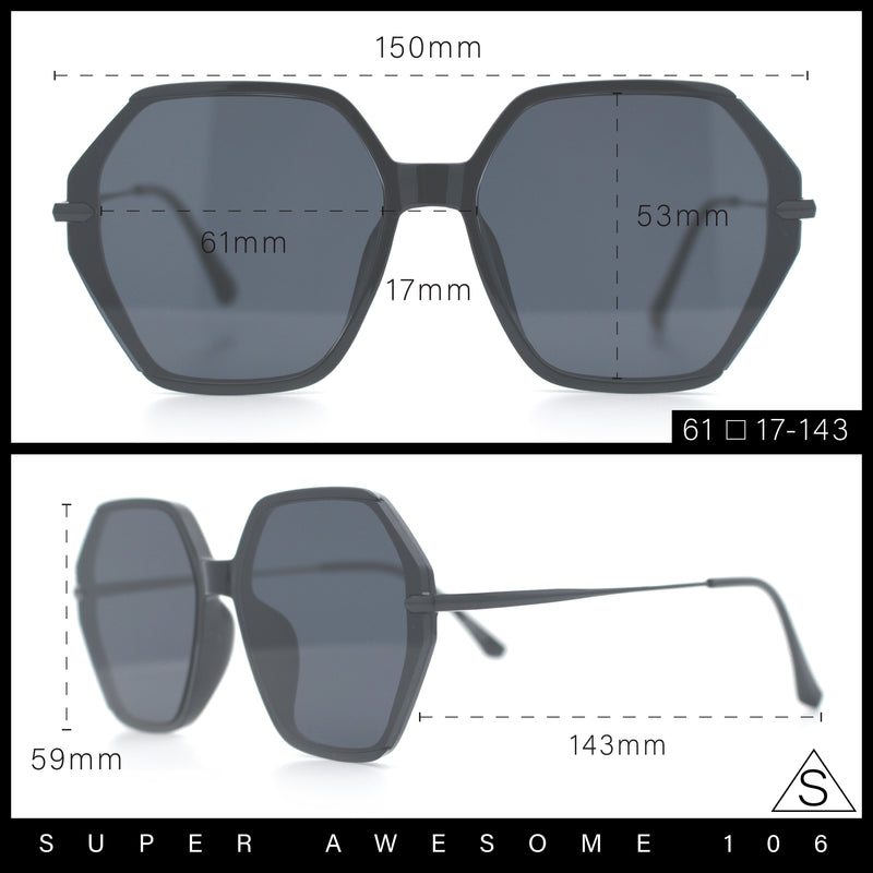 Womens Large Fancy Octagonal Retro Designer Mod Fashion Sunglasses
