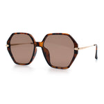 Womens Large Fancy Octagonal Retro Designer Mod Fashion Sunglasses