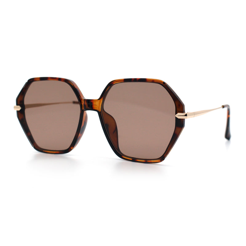 Womens Large Fancy Octagonal Retro Designer Mod Fashion Sunglasses
