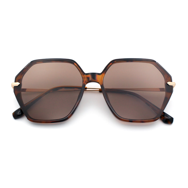 Womens Large Fancy Octagonal Retro Designer Mod Fashion Sunglasses