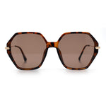 Womens Large Fancy Octagonal Retro Designer Mod Fashion Sunglasses