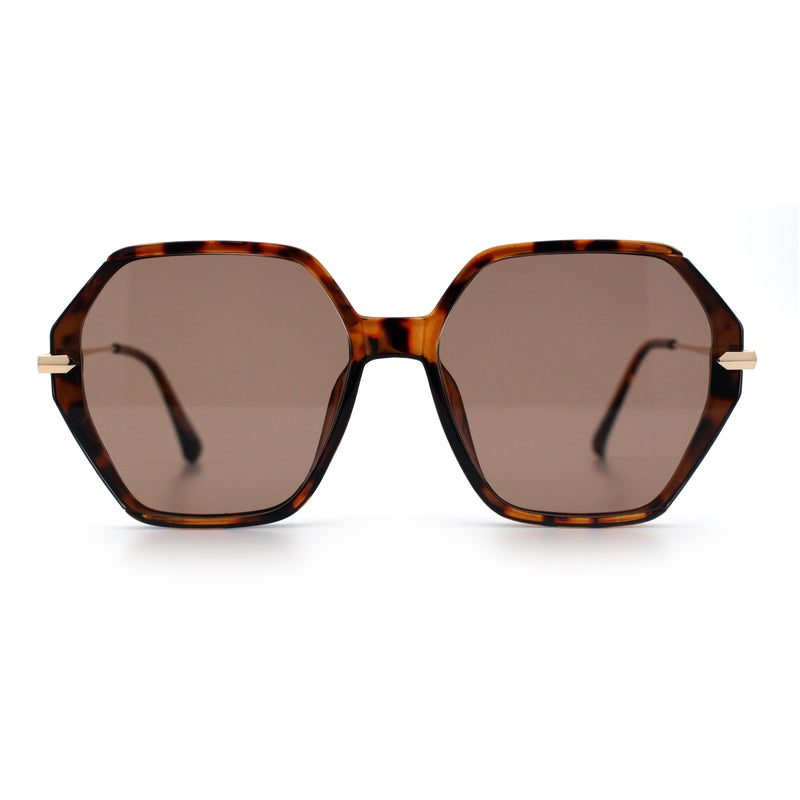 Womens Large Fancy Octagonal Retro Designer Mod Fashion Sunglasses