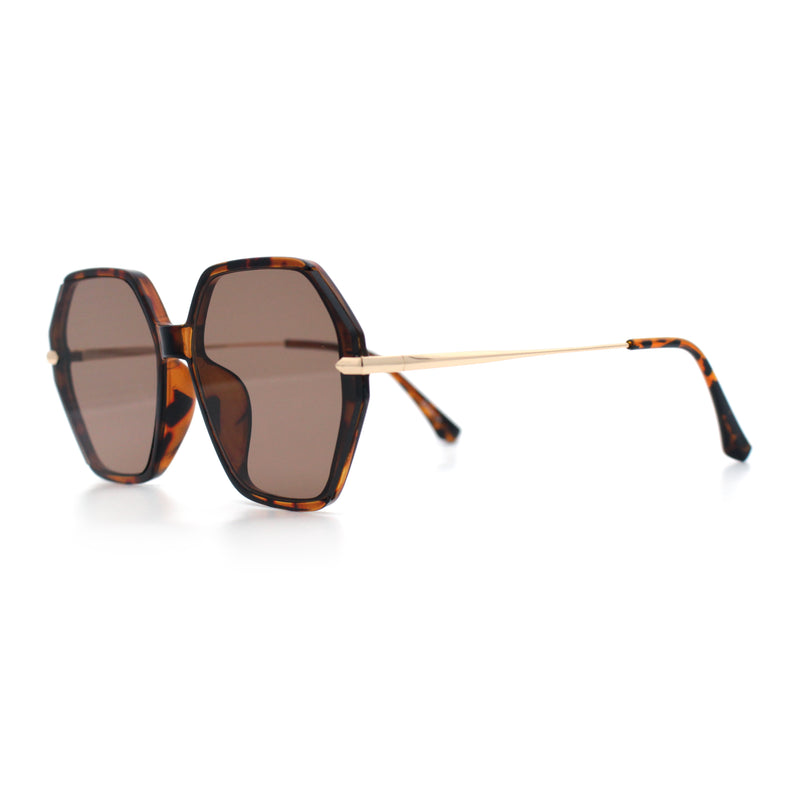 Womens Large Fancy Octagonal Retro Designer Mod Fashion Sunglasses