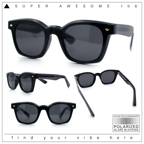 Polarized Iconic Thick Bevel Horn Rim Rectangular Hipster Sunglasses