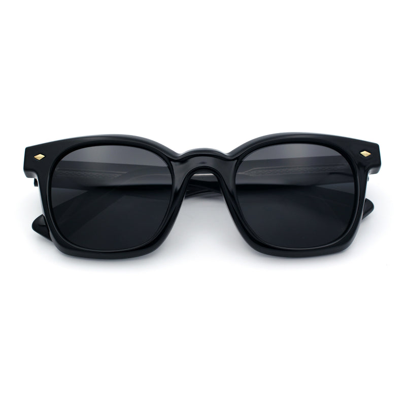 Polarized Iconic Thick Bevel Horn Rim Rectangular Hipster Sunglasses