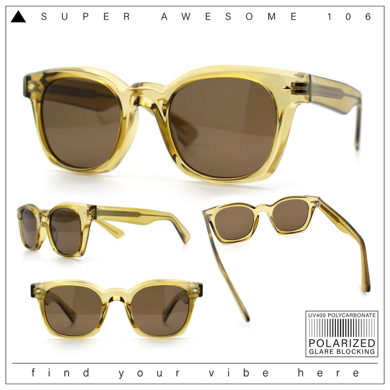Polarized Iconic Thick Bevel Horn Rim Rectangular Hipster Sunglasses