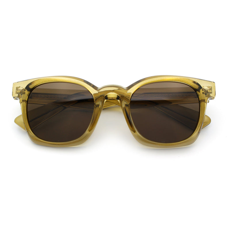 Polarized Iconic Thick Bevel Horn Rim Rectangular Hipster Sunglasses