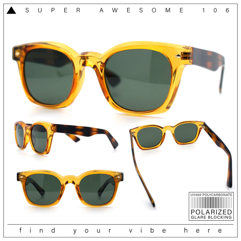 Polarized Iconic Thick Bevel Horn Rim Rectangular Hipster Sunglasses