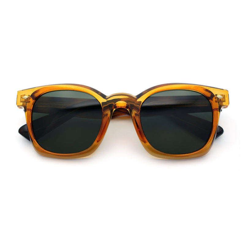 Polarized Iconic Thick Bevel Horn Rim Rectangular Hipster Sunglasses