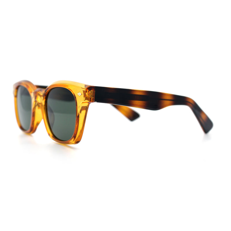 Polarized Iconic Thick Bevel Horn Rim Rectangular Hipster Sunglasses
