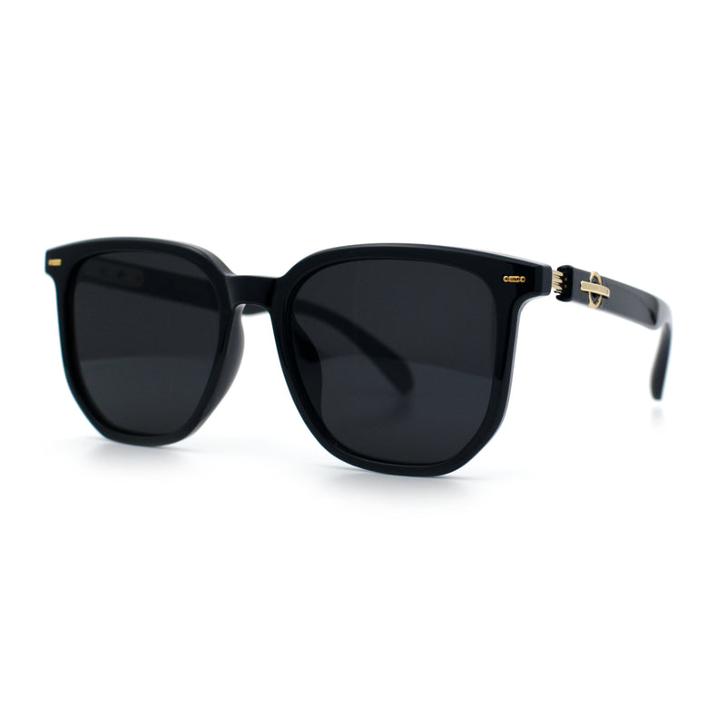 Gentlemanly Fancy Metal Hinge Oversized Thin Plastic Horn Rim Sunglasses