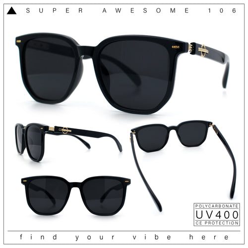Gentlemanly Fancy Metal Hinge Oversized Thin Plastic Horn Rim Sunglasses