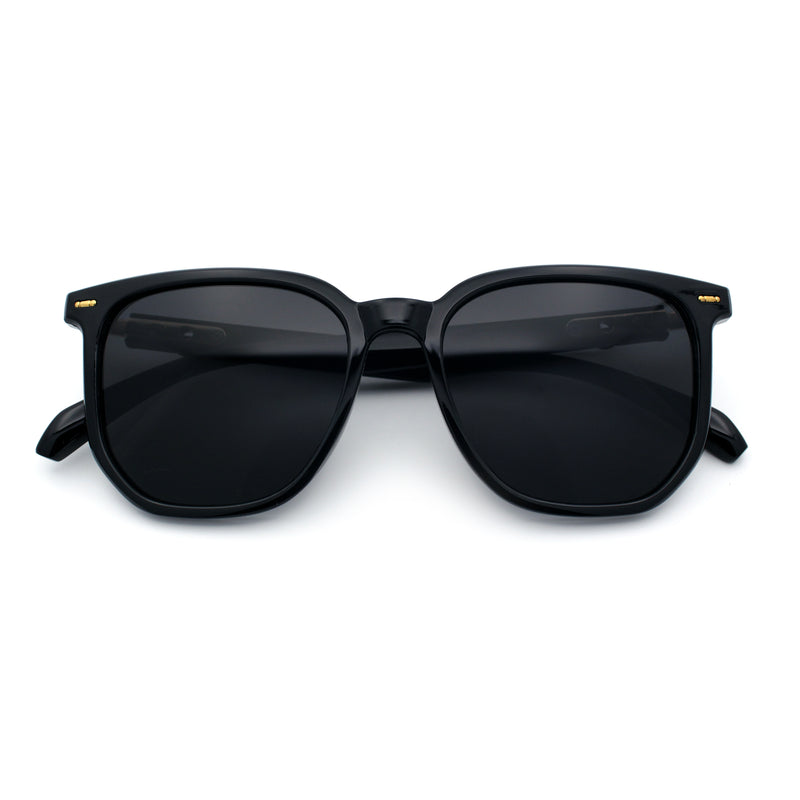 Gentlemanly Fancy Metal Hinge Oversized Thin Plastic Horn Rim Sunglasses