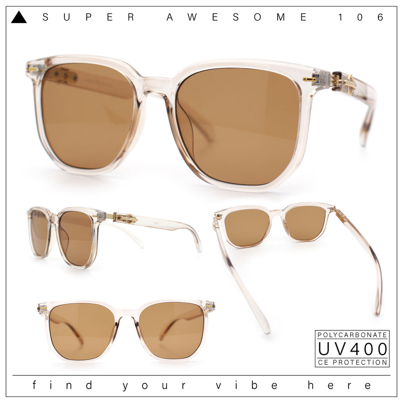 Gentlemanly Fancy Metal Hinge Oversized Thin Plastic Horn Rim Sunglasses