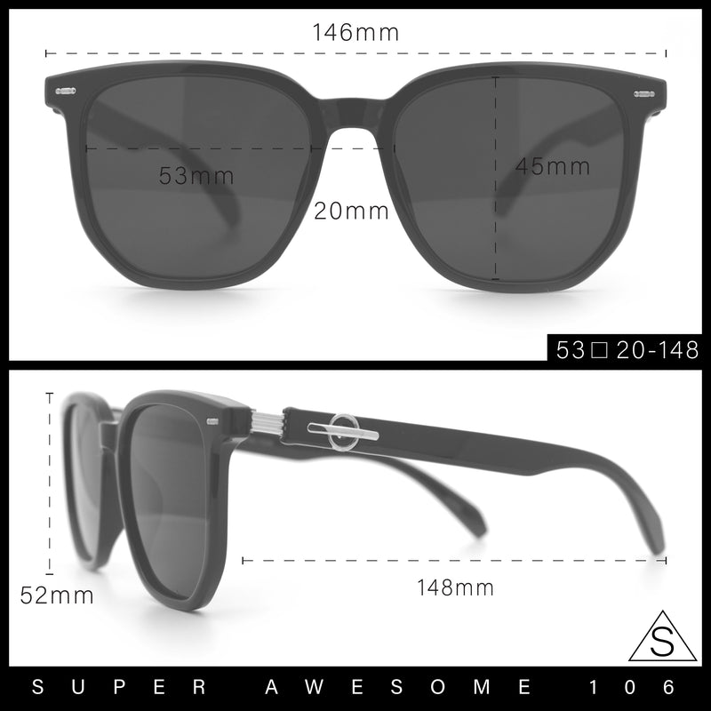 Gentlemanly Fancy Metal Hinge Oversized Thin Plastic Horn Rim Sunglasses