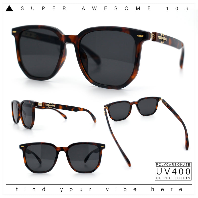 Gentlemanly Fancy Metal Hinge Oversized Thin Plastic Horn Rim Sunglasses