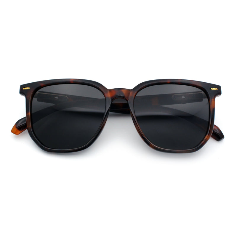 Gentlemanly Fancy Metal Hinge Oversized Thin Plastic Horn Rim Sunglasses