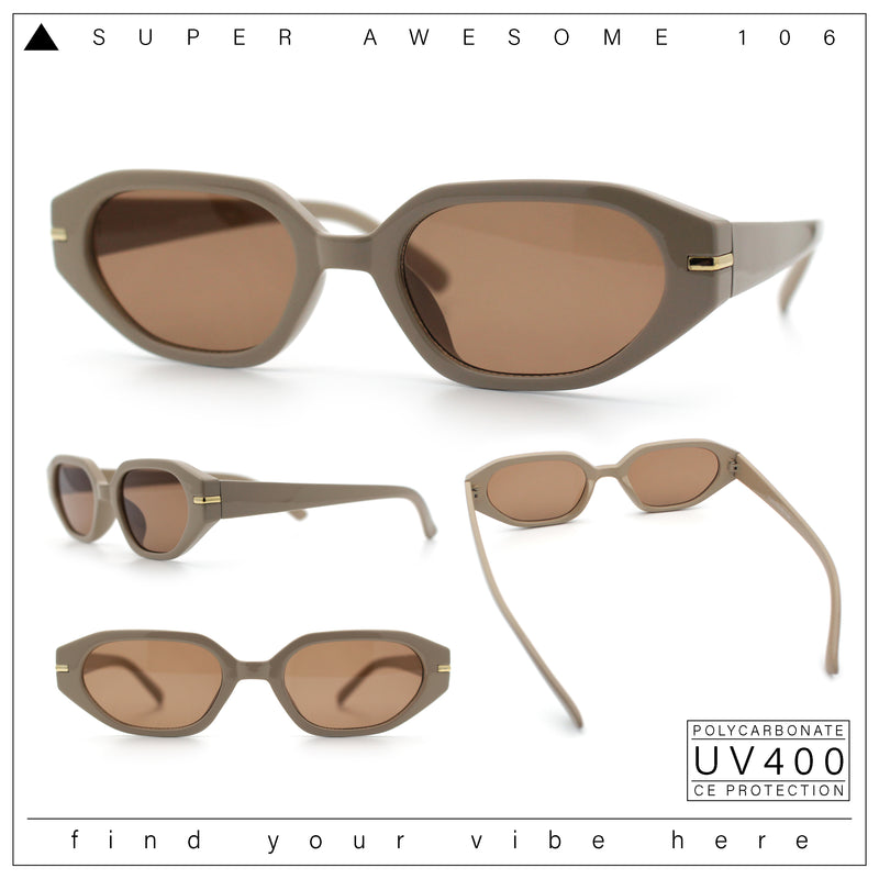 Womens Elegant Mod Geometric Oval Rectangle Plastic Fashion Sunglasses