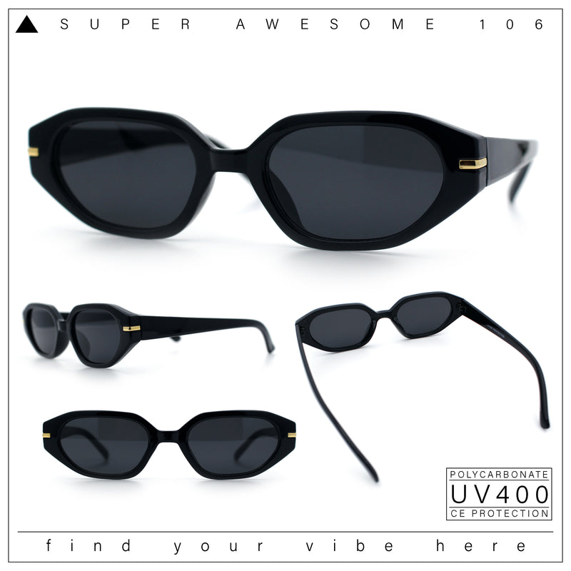 Womens Elegant Mod Geometric Oval Rectangle Plastic Fashion Sunglasses
