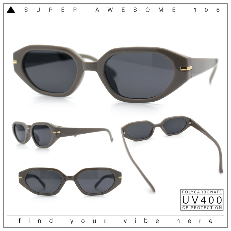 Womens Elegant Mod Geometric Oval Rectangle Plastic Fashion Sunglasses