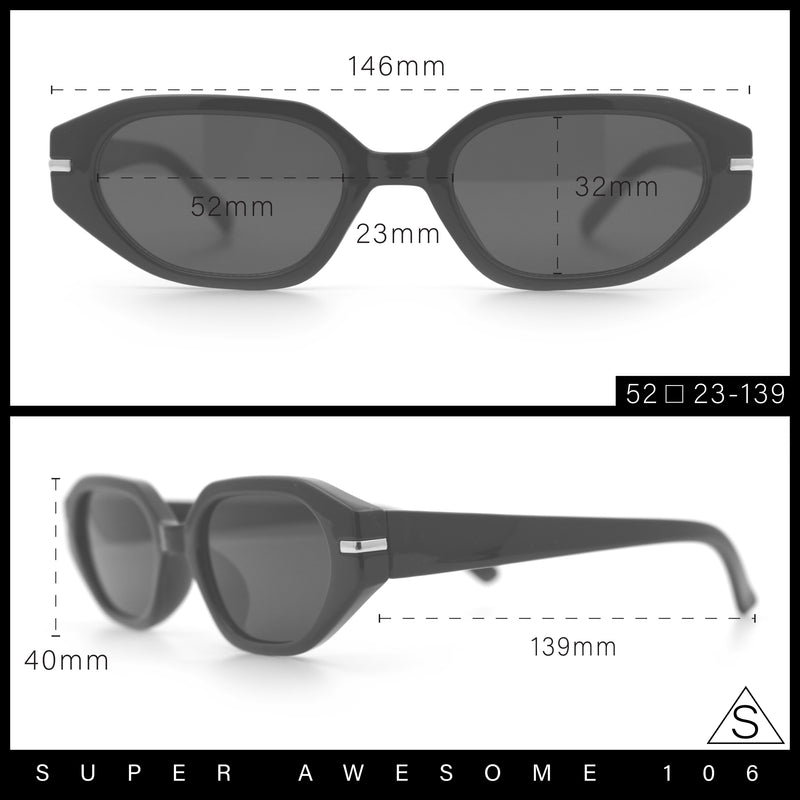 Womens Elegant Mod Geometric Oval Rectangle Plastic Fashion Sunglasses