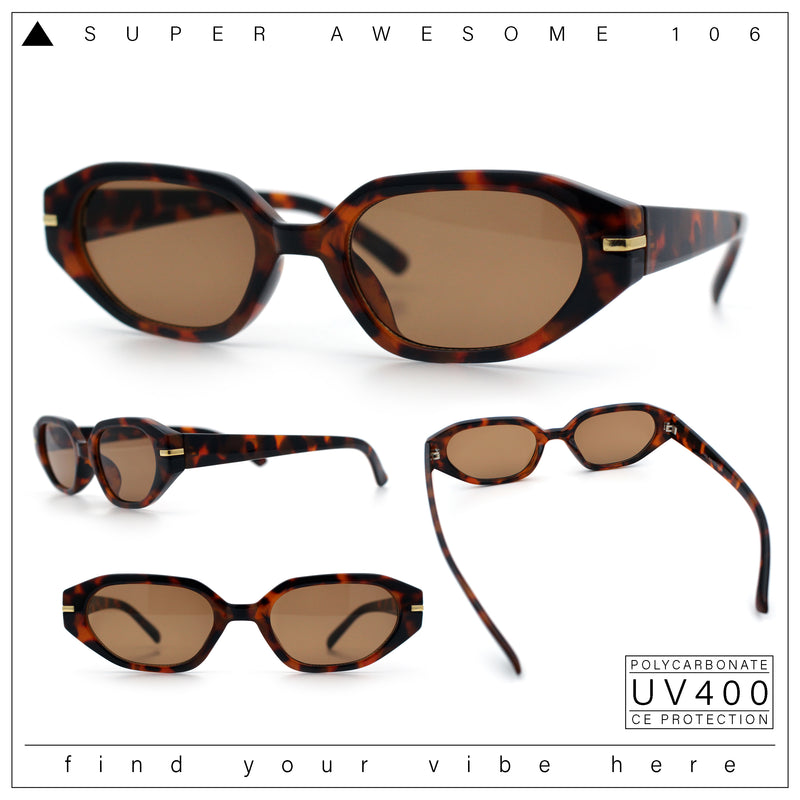 Womens Elegant Mod Geometric Oval Rectangle Plastic Fashion Sunglasses