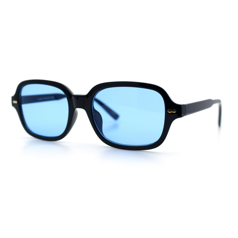 Retro Hustler Oval Rectangular Plastic Mid Horn Rim Vintage Vibe Sunglasses