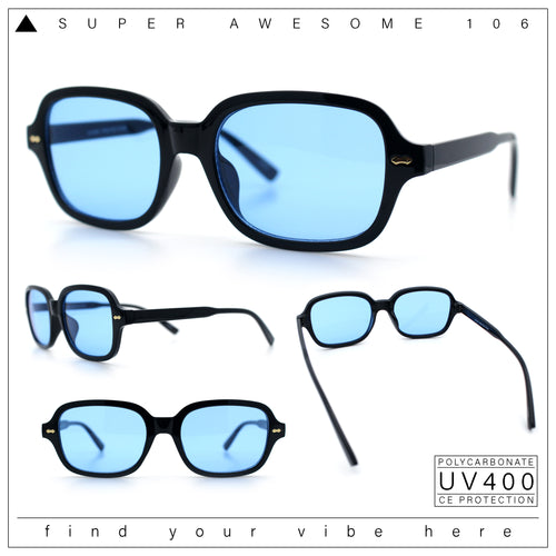 Retro Hustler Oval Rectangular Plastic Mid Horn Rim Vintage Vibe Sunglasses