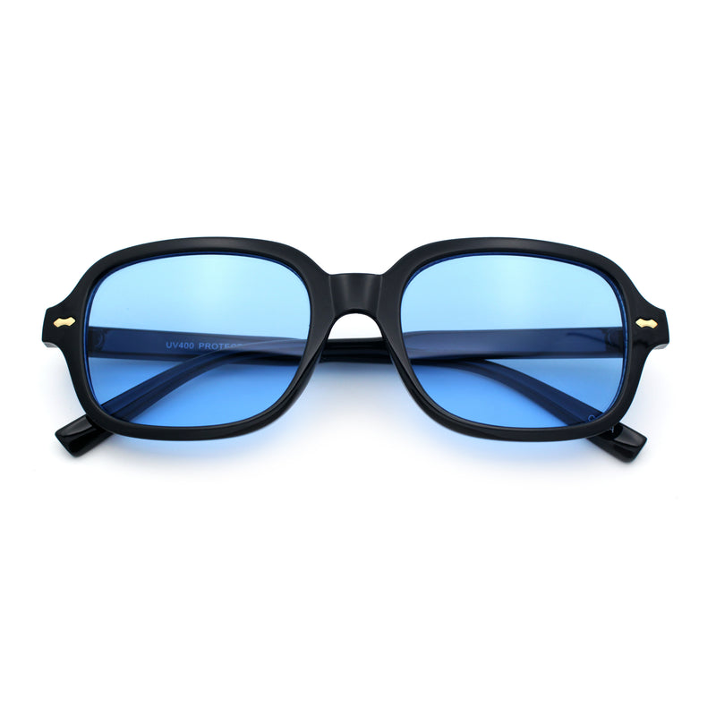 Retro Hustler Oval Rectangular Plastic Mid Horn Rim Vintage Vibe Sunglasses