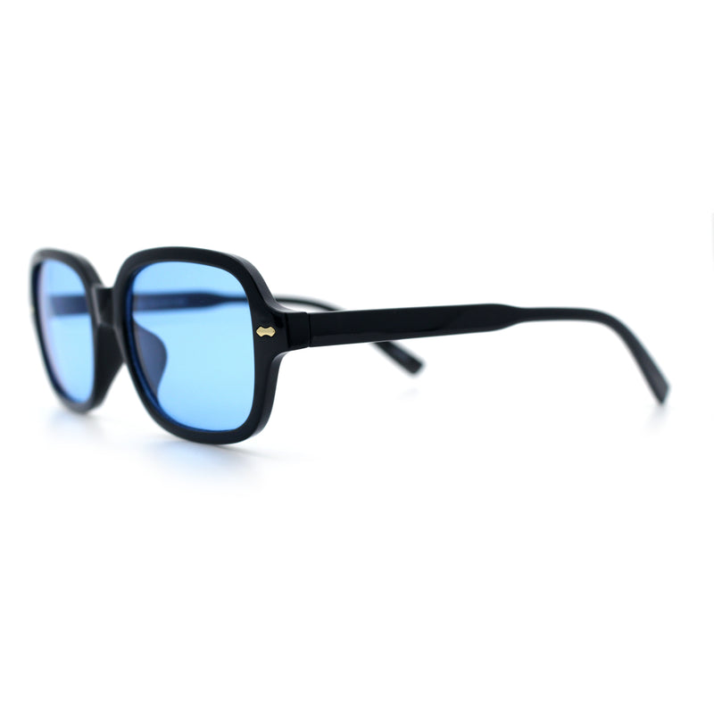 Retro Hustler Oval Rectangular Plastic Mid Horn Rim Vintage Vibe Sunglasses