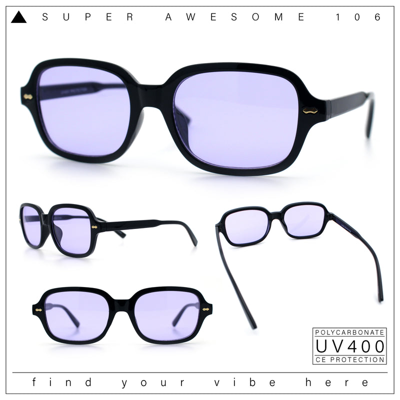 Retro Hustler Oval Rectangular Plastic Mid Horn Rim Vintage Vibe Sunglasses