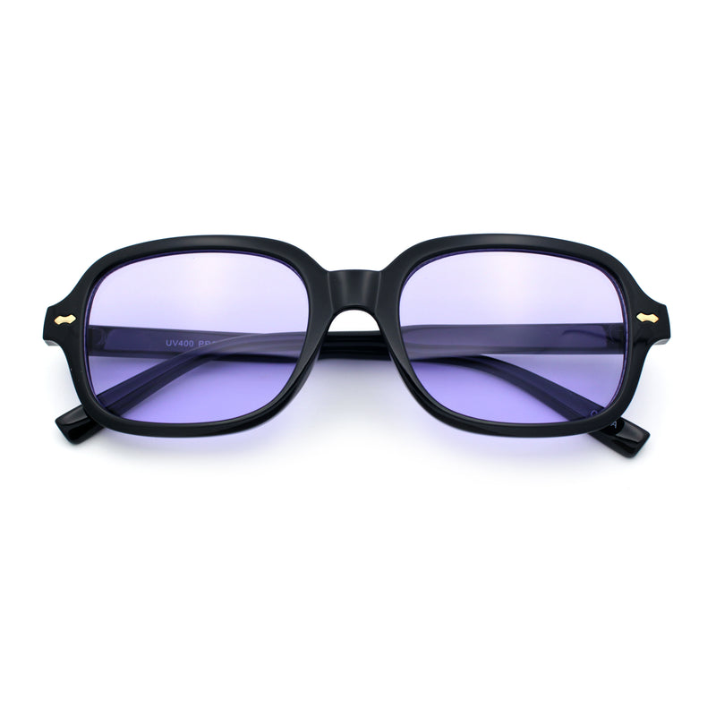 Retro Hustler Oval Rectangular Plastic Mid Horn Rim Vintage Vibe Sunglasses