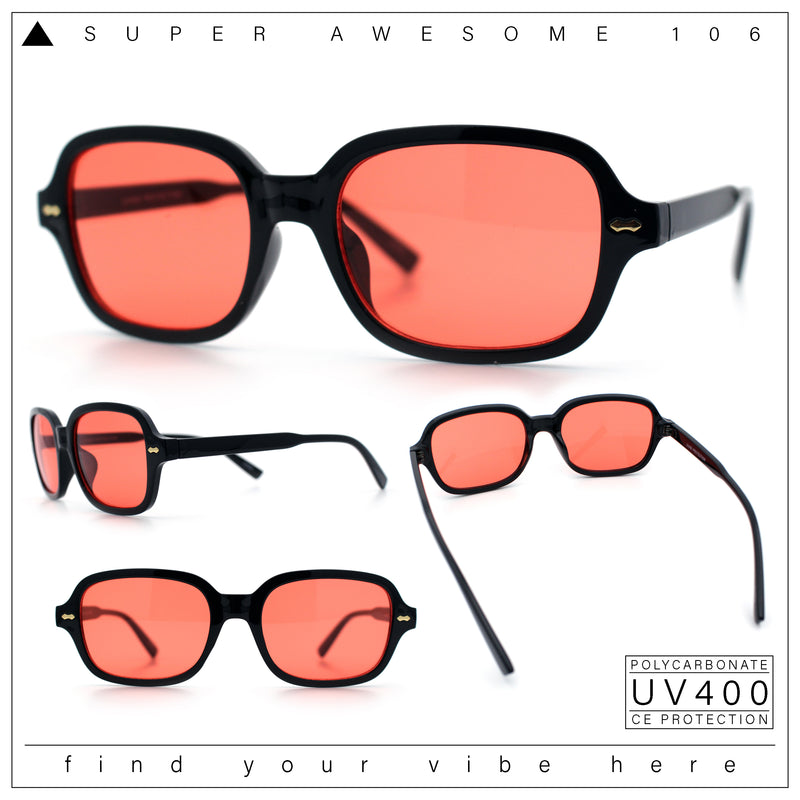 Retro Hustler Oval Rectangular Plastic Mid Horn Rim Vintage Vibe Sunglasses