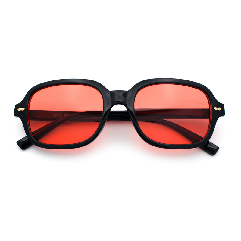 Retro Hustler Oval Rectangular Plastic Mid Horn Rim Vintage Vibe Sunglasses