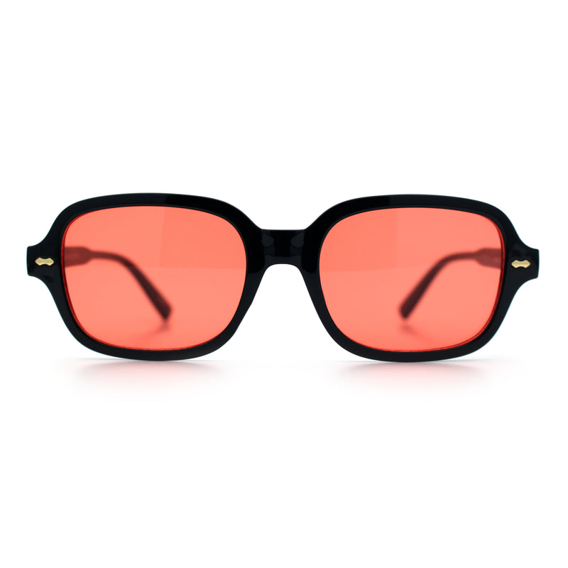 Retro Hustler Oval Rectangular Plastic Mid Horn Rim Vintage Vibe Sunglasses
