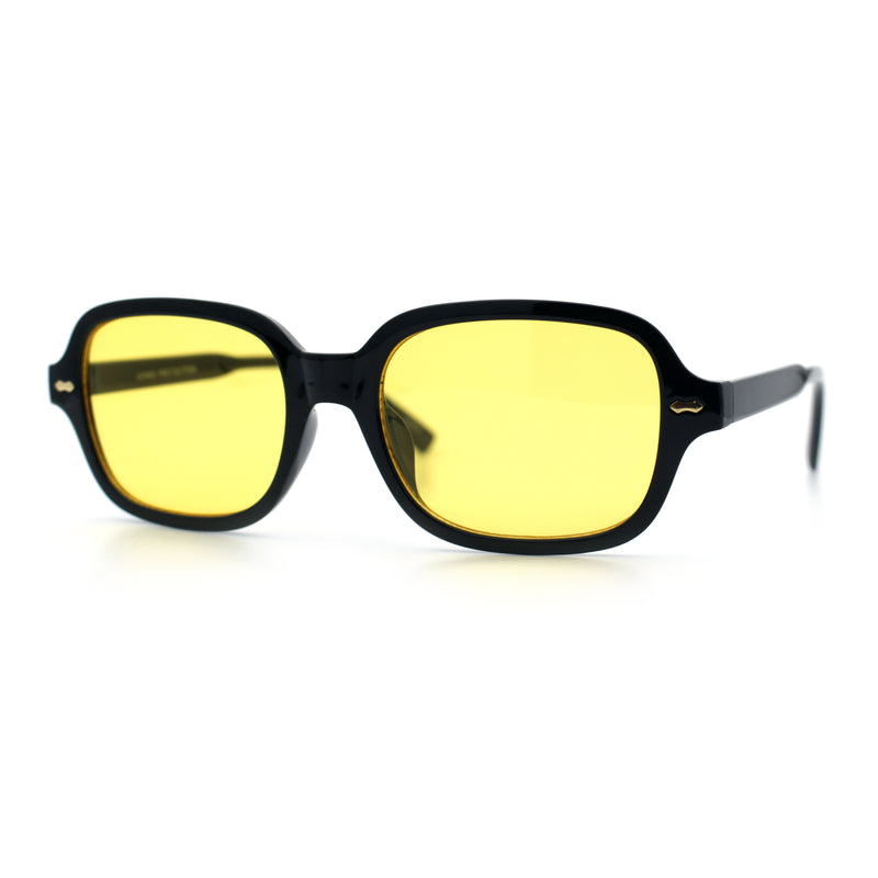 Retro Hustler Oval Rectangular Plastic Mid Horn Rim Vintage Vibe Sunglasses