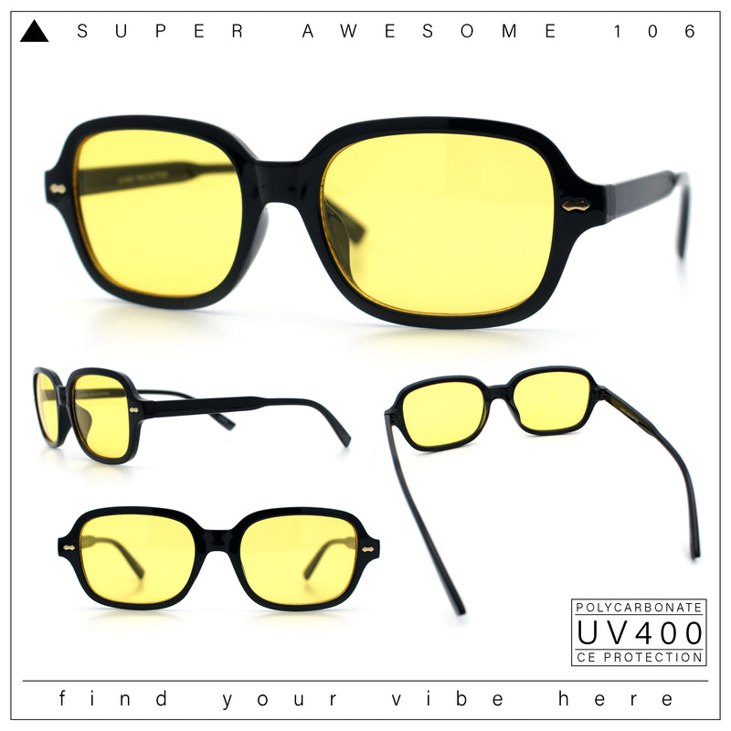 Retro Hustler Oval Rectangular Plastic Mid Horn Rim Vintage Vibe Sunglasses