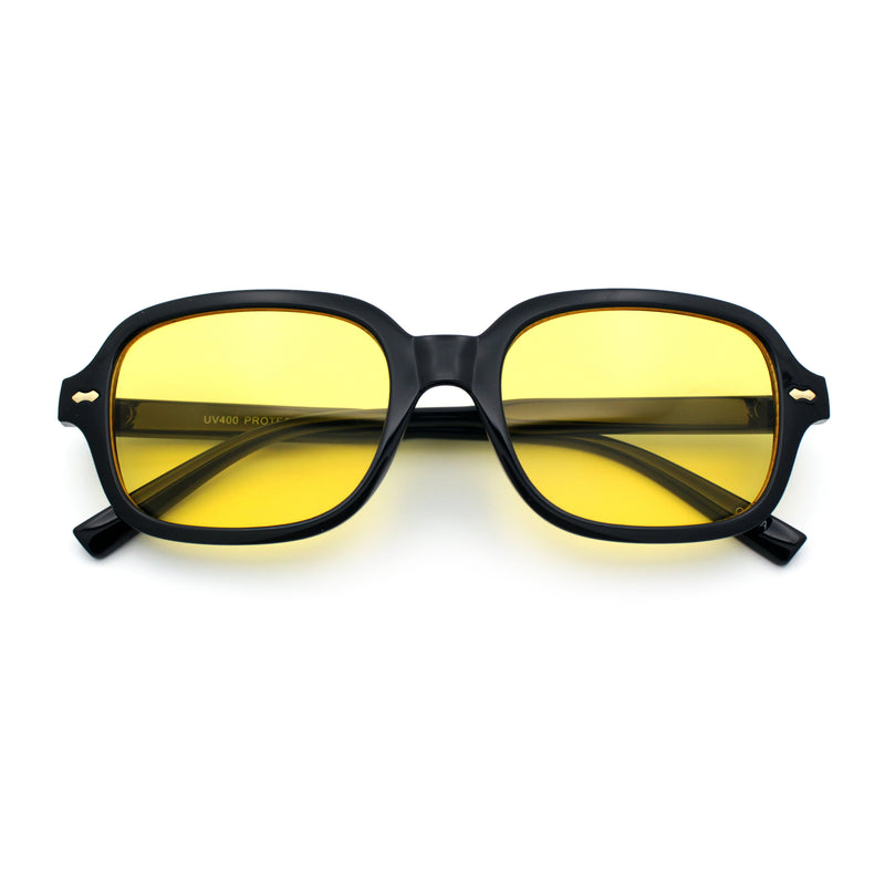 Retro Hustler Oval Rectangular Plastic Mid Horn Rim Vintage Vibe Sunglasses
