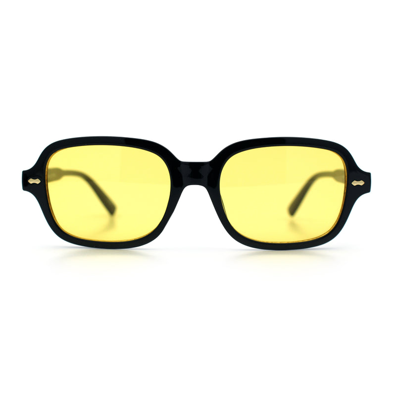 Retro Hustler Oval Rectangular Plastic Mid Horn Rim Vintage Vibe Sunglasses