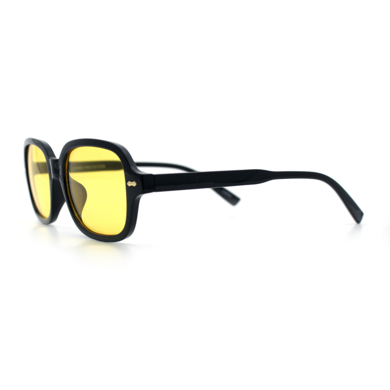 Retro Hustler Oval Rectangular Plastic Mid Horn Rim Vintage Vibe Sunglasses