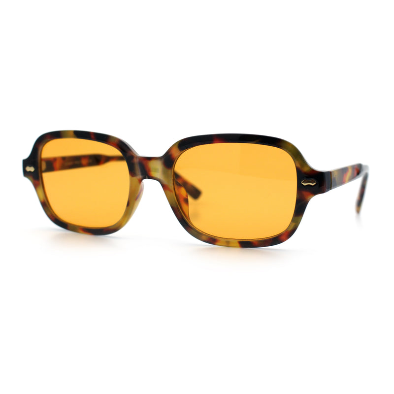Retro Hustler Oval Rectangular Plastic Mid Horn Rim Vintage Vibe Sunglasses