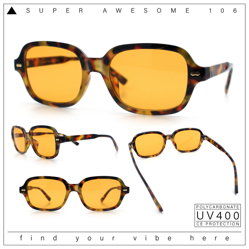 Retro Hustler Oval Rectangular Plastic Mid Horn Rim Vintage Vibe Sunglasses