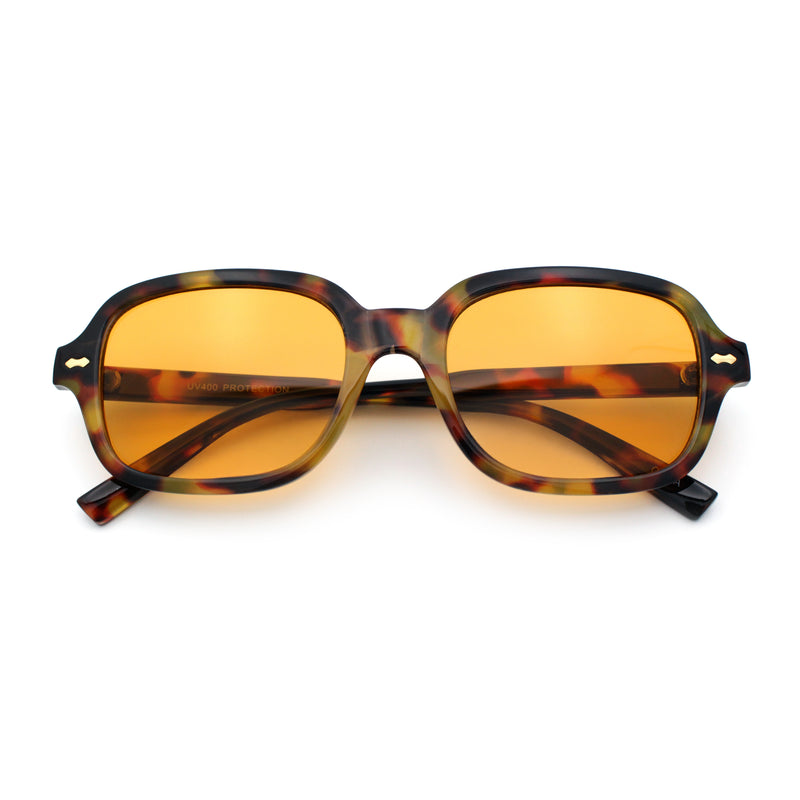 Retro Hustler Oval Rectangular Plastic Mid Horn Rim Vintage Vibe Sunglasses