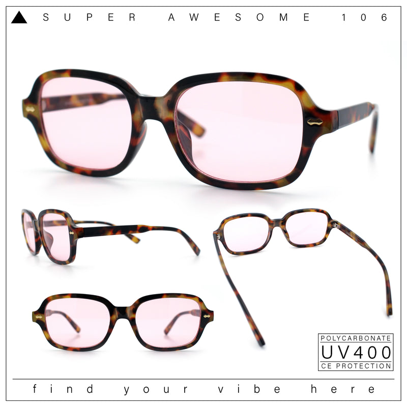 Retro Hustler Oval Rectangular Plastic Mid Horn Rim Vintage Vibe Sunglasses