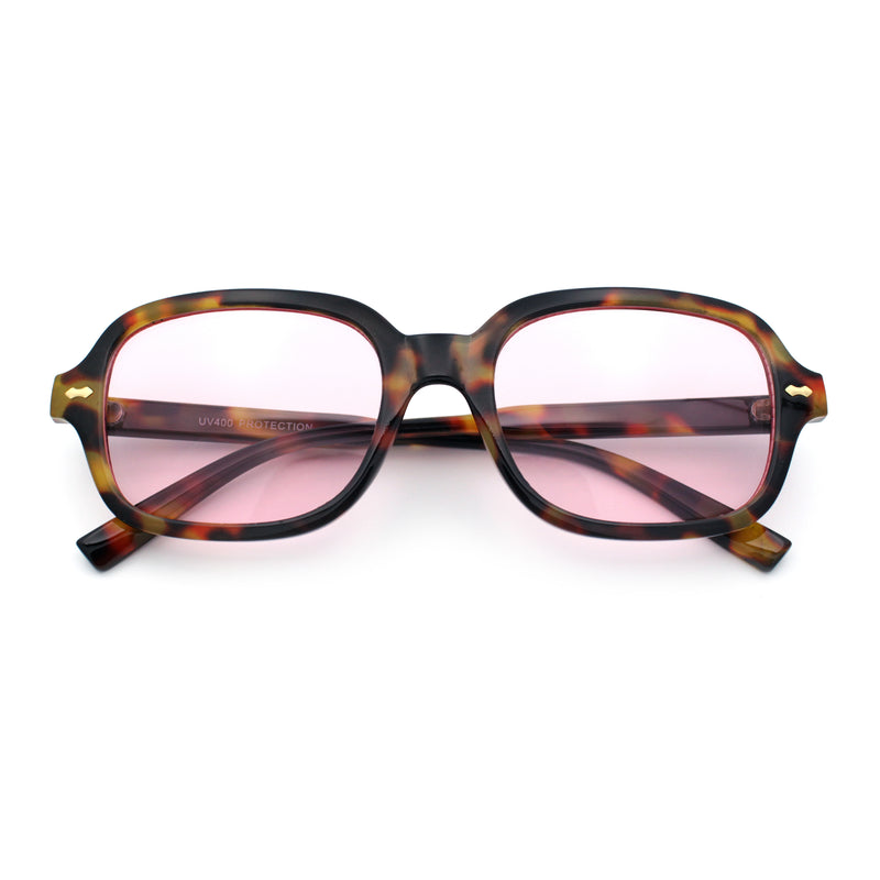 Retro Hustler Oval Rectangular Plastic Mid Horn Rim Vintage Vibe Sunglasses