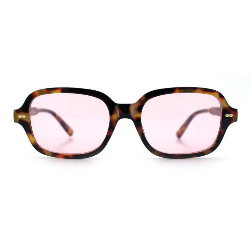 Retro Hustler Oval Rectangular Plastic Mid Horn Rim Vintage Vibe Sunglasses