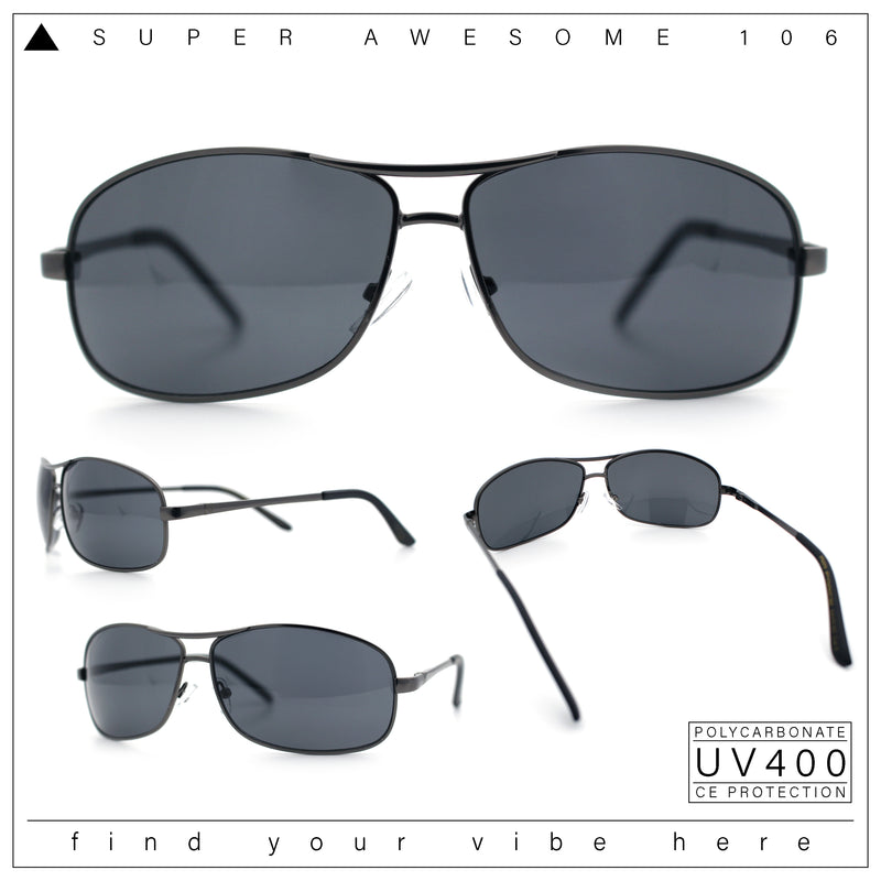 Mens Classic Air Force Officer Agent Metal Rim Cop Sunglasses