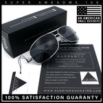 Mens Classic Air Force Officer Agent Metal Rim Cop Sunglasses
