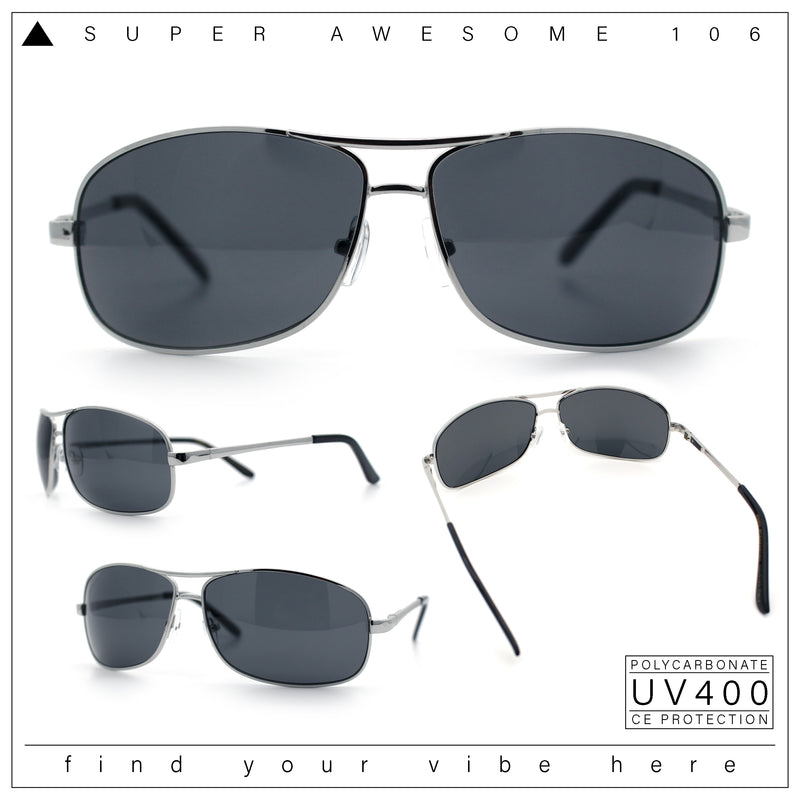 Mens Classic Air Force Officer Agent Metal Rim Cop Sunglasses